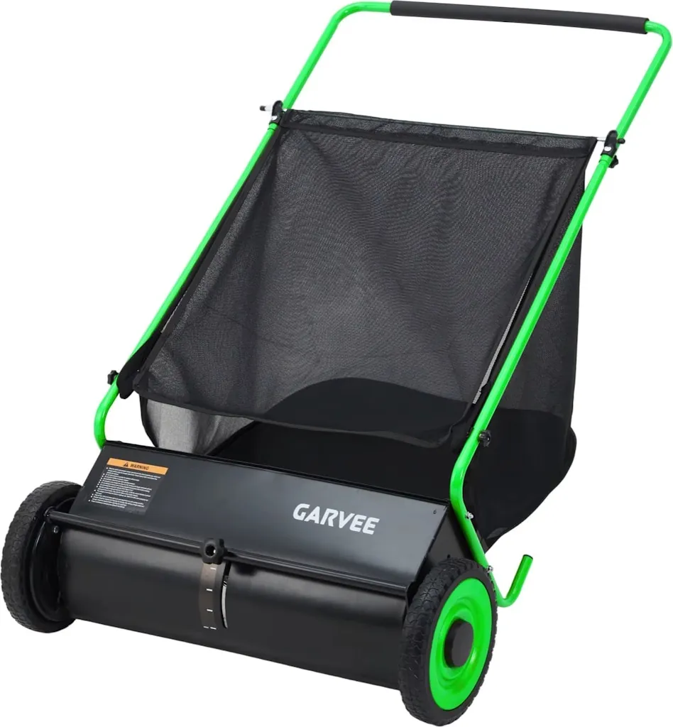 HiMISS 26" Push Lawn Sweeper Leaf & Grass Collector