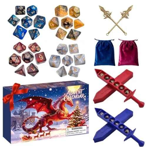 Dacoity Surprise 8 Dual-Color Acrylic Dice Advent Calendar for D&D, RPG, and MTG