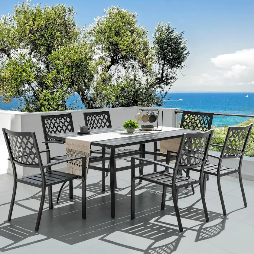 Red Barrel Studio Outdoor Iron 7-Piece Dining Set