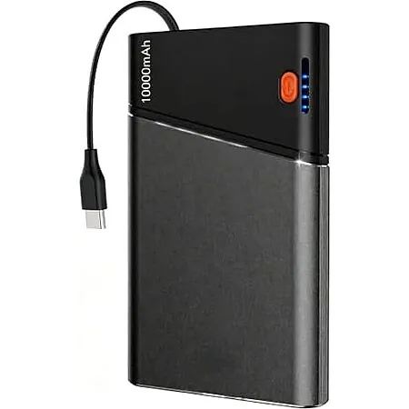 Aaoyun 10000mAh 22.5W PD 2-Port Power Bank w/ Built-In USB-C Cable