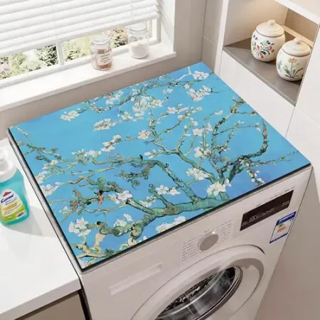 Linen Geometric 23.6" x 19.7" Washer and Dryer Top Protector Mat