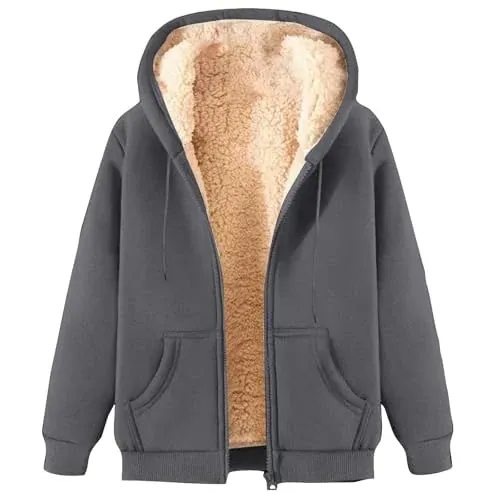 Mens Fleece Lined Sweatshirt Jacket