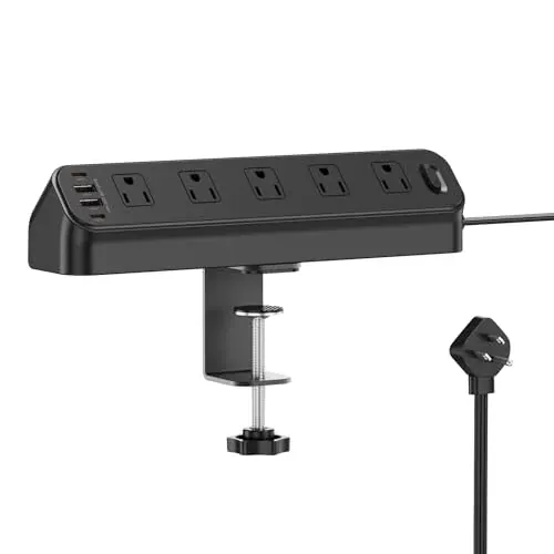BEVA Desk Clamp Power Strip 10 AC Outlets 4 USB Ports