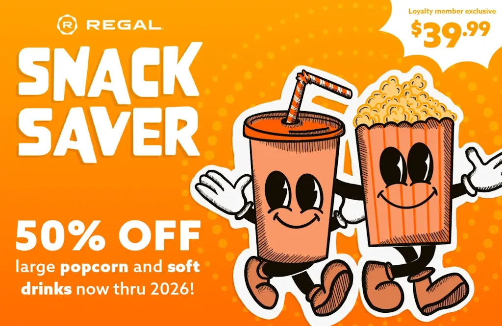 Regal 2026 Snack Saver Card: 50% off