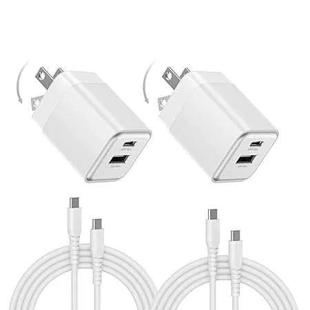 2-Pk wegear 30W Dual-Port GaN USB-C Wall Charger w/ Cables