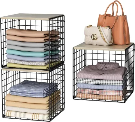3-Pack Hencawima Stackable Closet Organizer Shelves