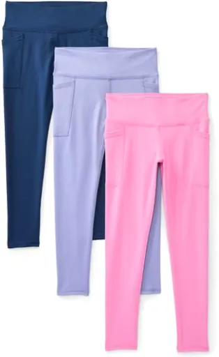 3-Pack Athletic Works Girls Active Core Leggings with UPF 30