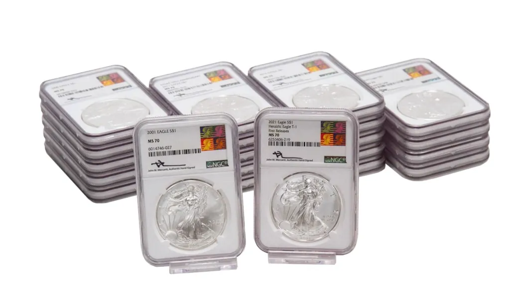 2001 to 2021 American Silver Eagles NGC MS70 Reagan 21pc Set
