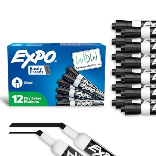 EXPO Black Dry Erase Markers 12-Count