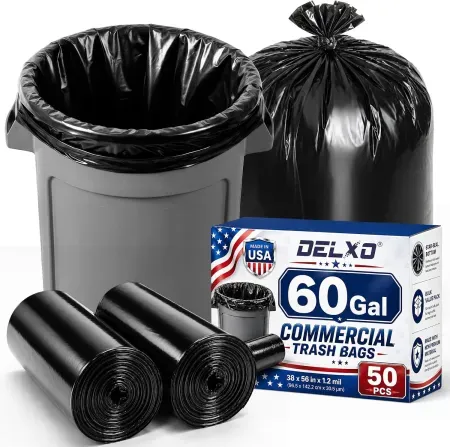 50-Count Delxo 60-Gallon Heavy Duty Trash Bags