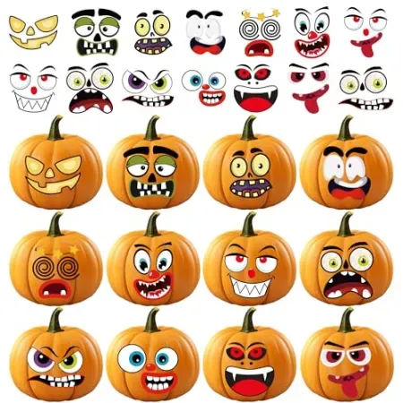 36-Pack OHOME Halloween DIY Pumpkin Face Stickers
