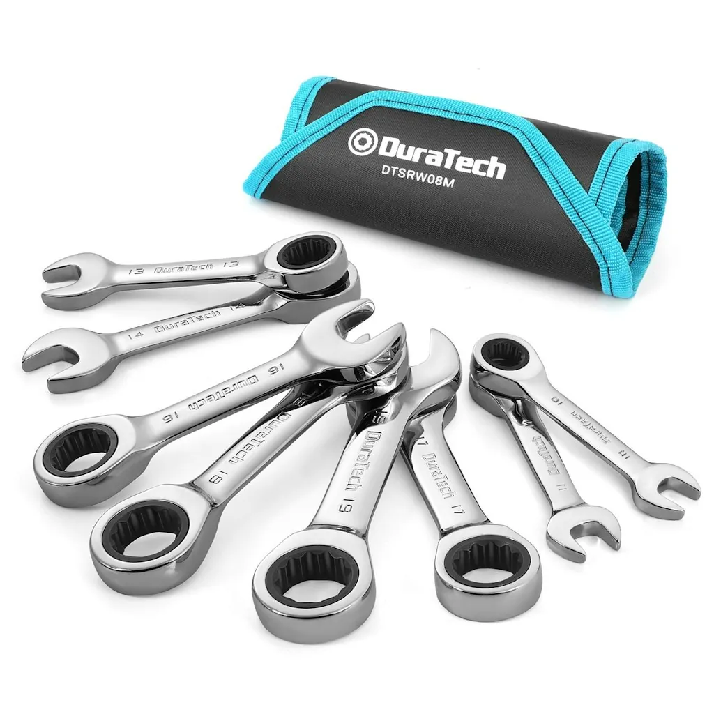 DuraTech Stubby Ratcheting Combination Metric 8-Piece Wrench Set