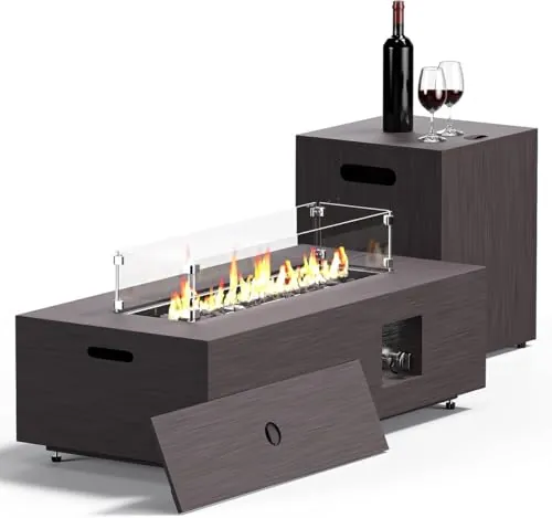 Jocoevol Fire Pit Table 50,000 BTU 42" Rectangular Propane