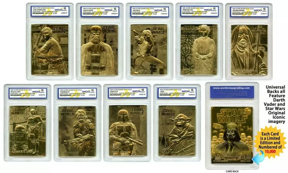 Star Wars Set of 9 23KT Gold Cards Graded Mint (Darth Vader Edition)