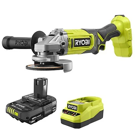 RYOBI ONE+ 18V Cordless 4-1/2" Angle Grinder w/ 2.0 Ah Battery & Charger