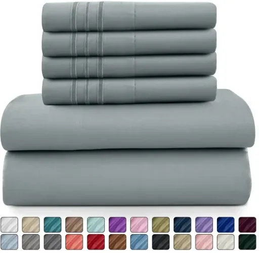 Lux Decor Collection Queen Sheets Set - 6 Piece Microfiber 16 Inch Deep Pocket Bed Sheets Set