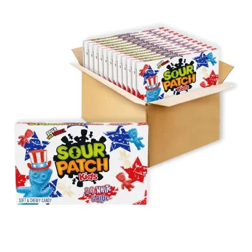 Sour Patch Kids Red, White & Blue Soft & Chewy Gummy Candy 12 Boxes