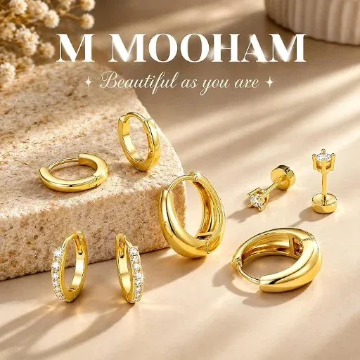 Gold Hoop Earrings, 4-Pair Pack