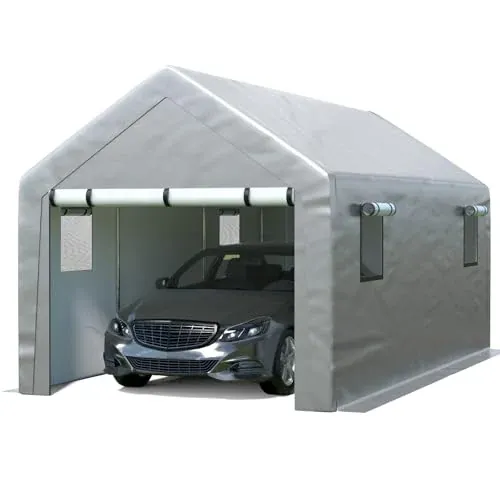 Jocoevol Carport 10x20 FT Enclosed with Roll-up Windows