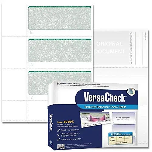 VersaCheck Secure Checks - 750 Blank Personal Wallet Checks, Green Classic