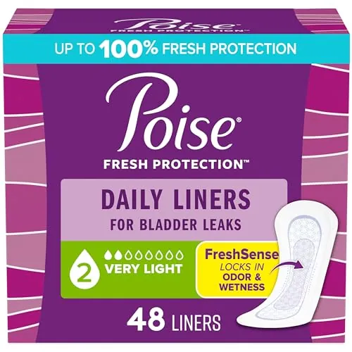 Poise Daily Liners Incontinence Panty Liners 48-Count (Regular Length)