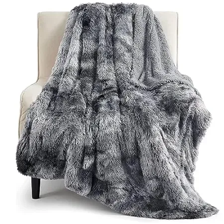 Bedsure 50" x 60"GentleSoft Fluffy Faux Fur Throw Blanket w/ Sherpa Fleece
