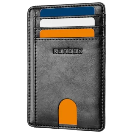 RUNBOX Slim Wallet Slim RFID Leather Card Holder