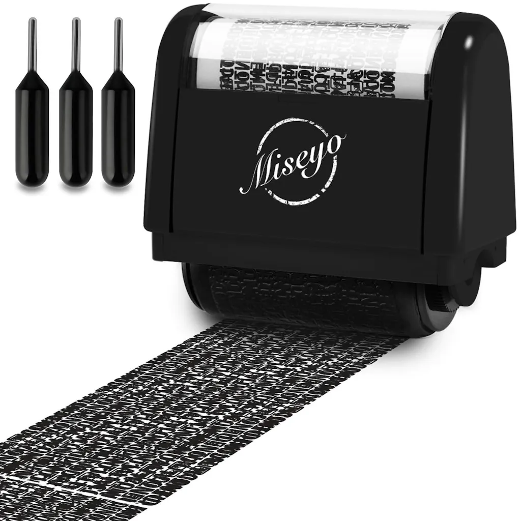 Miseyo Identity Theft Protection Roller Stamp Set w/ 3 Refill Inks