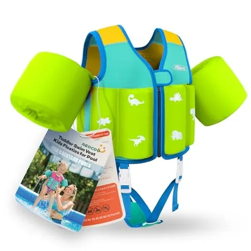 AEOCOO Kids Toddler Swim Vest Float Jacket w/ Adjustable Buoyancy