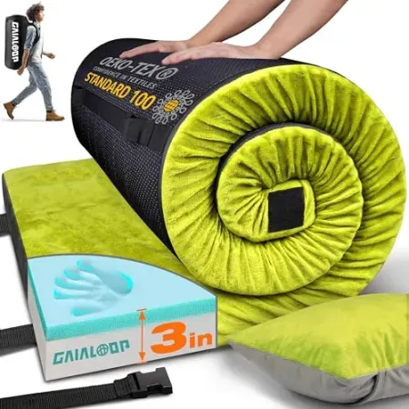 Gaialoop 3" Dual Layer Memory Foam Camping Mattress w/ Washable Cover