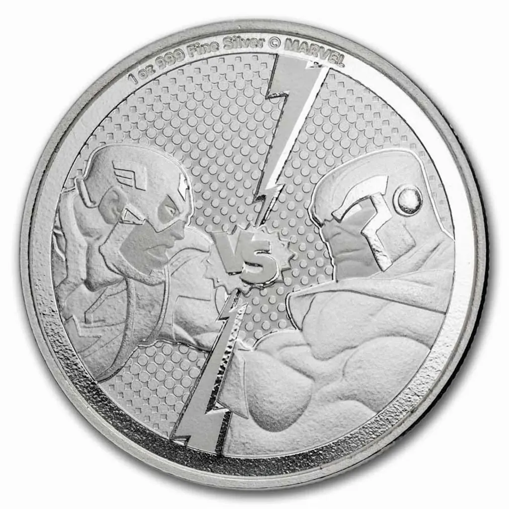 2025 Niue 1-oz. Silver $2 Marvel Captain America vs Thanos Coin