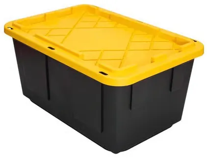 Greenmade 27 Gal Black/Yellow Snap Lock Stackable Storage Box