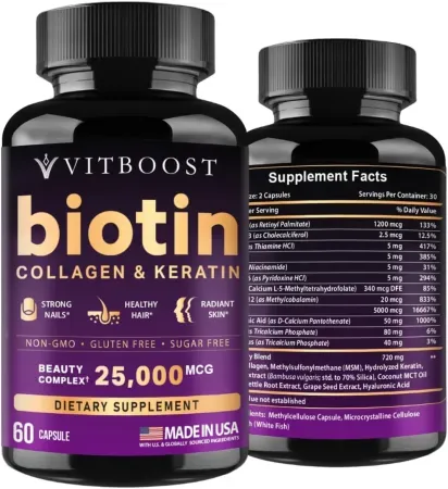 60-Count VITBOOST Biotin w/ Hyaluronic Acid, Collagen & Keratin