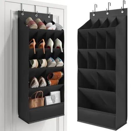 Mefirt Over the Door Shoe Organizer w/ 15 Large Deep Pockets