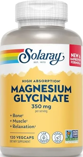 Solaray Enhanced Absorption Magnesium Glycinate 350mg (120-Count VegCaps)
