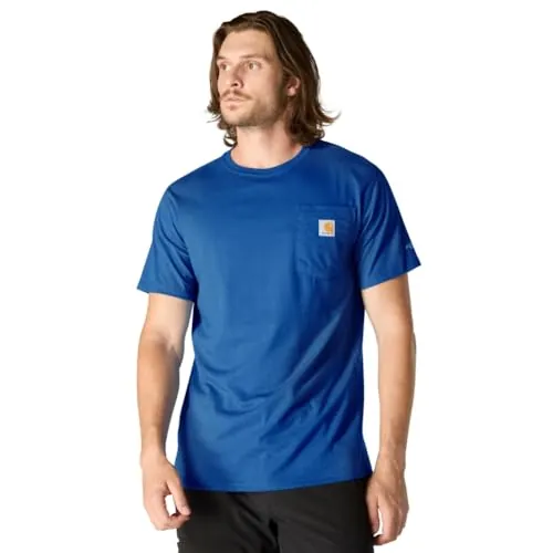 Carhartt Men's Force Relaxed Fit Midweight Short-Sleeve Pocket T-Shirt (Electric Indigo Heather, Medium)