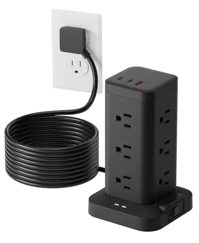 TAGZILO Power Strip Tower with Surge Protector 1800J