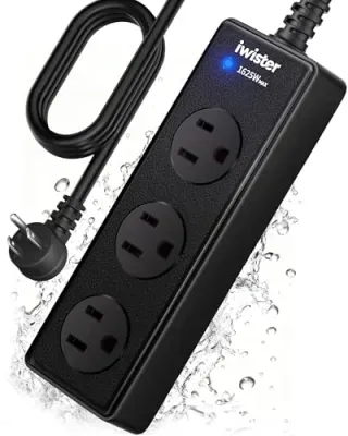 iwister 1625W/13A Outdoor Weatherproof Power Strip w/ 3 AC Outlets