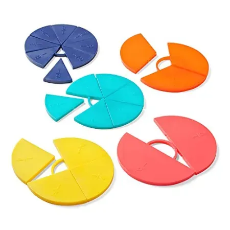 Set-of-5 hand2mind Plastic Connecting Fraction Circles
