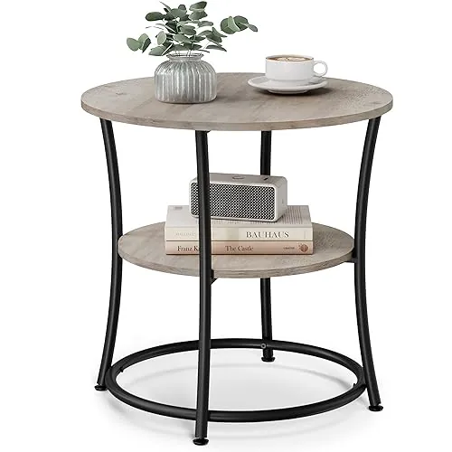 VASAGLE 21.7-Inch Round 2-Tier Side Table