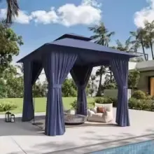 Aoxun 8 x 8-Foot Heavy Duty Gazebo w/ Curtain & Mosquito Netting