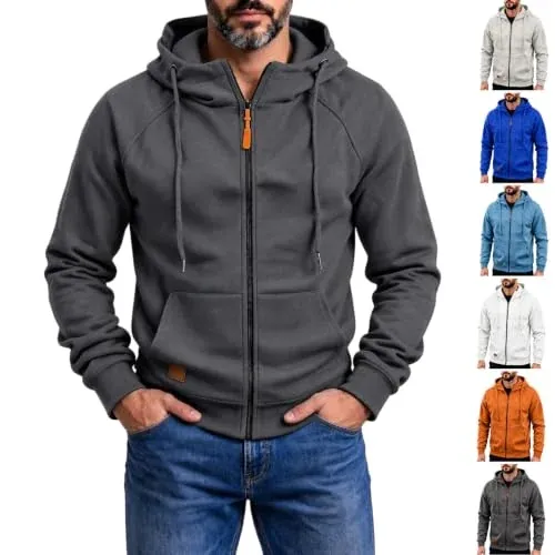 Full Zip Long Sleeve Front Pocket Sweatshirt