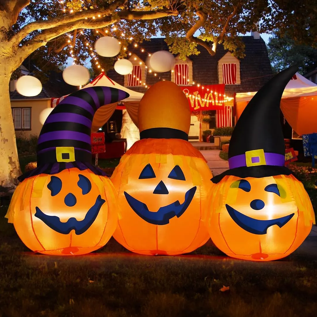 6’ Pumpkin Combo w/ Wizard Hat Inflatable