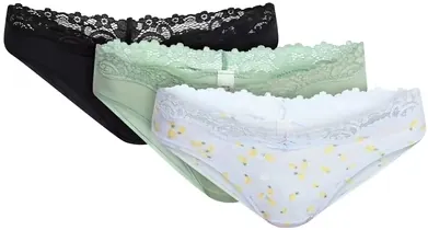No Boundaries Women's 95% Cotton Thong Panties 3-Pack