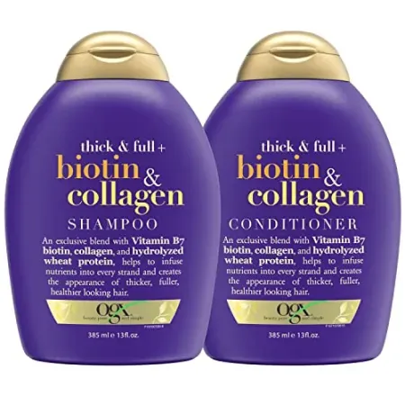 OGX Thick & Full + Biotin & Collagen Shampoo & Conditioner Set (13oz bottles)