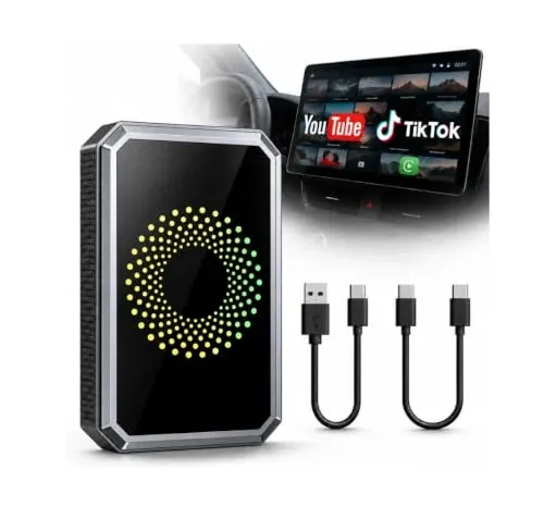 Topexplore Wireless CarPlay & Android Auto Adapter with Netflix, YouTube, TikTok, Disney+, and Prime Video