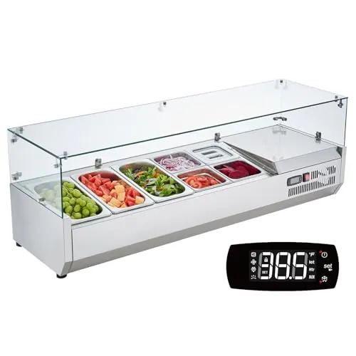 VEVOR Condiment Prep Rail Station with 3 1/3 4 1/6 Pans