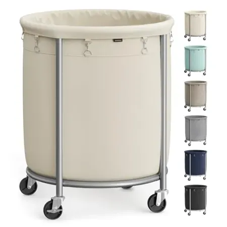 SONGMICS 190L Laundry Basket with Wheels, Steel Frame