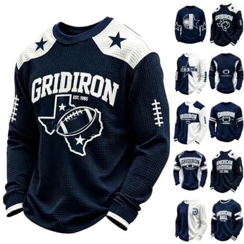Game Day Rugby Print Shirts Waffle Knit