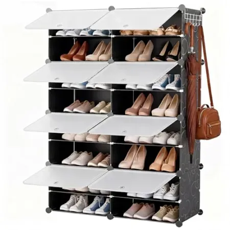 DUMOS 8-Tier Shoe Storage Cabinet with Door (32 Pairs)